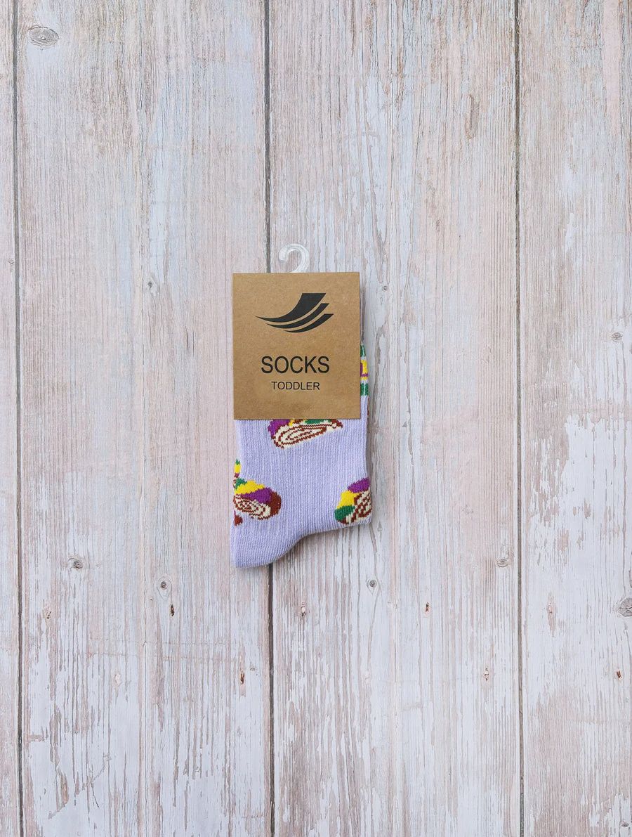 Let Them Eat King Cake Ribbed Infant Socks - Lavender