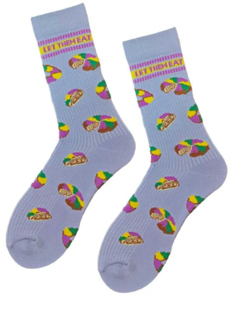 Let Them Eat King Cake Ribbed Infant Socks - Lavender