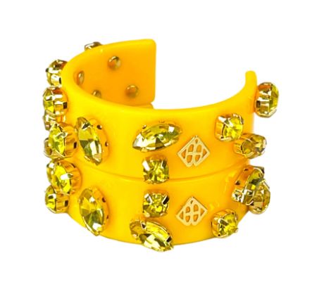 Yellow Resin Hoops with Yellow Crystals