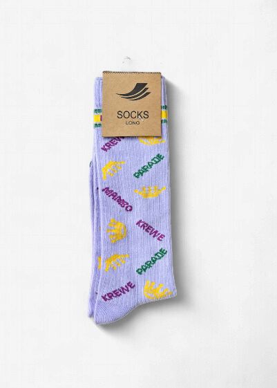 Mardi Gras Ribbed Adult Long/Knee Socks - Lavender
