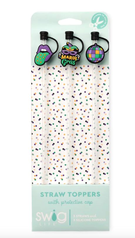 Mardi Gras Party Straw Topper Set