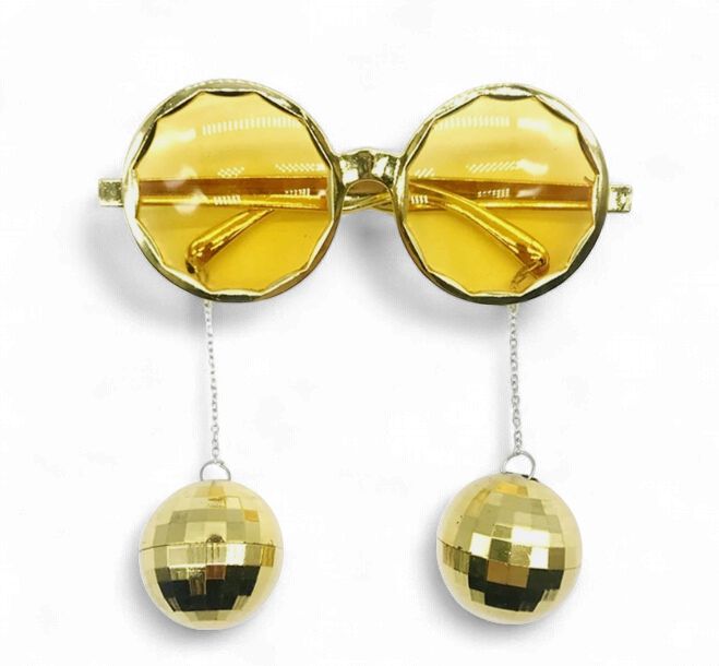 Metallic Gold Disco Balls Sunglasses (Each)