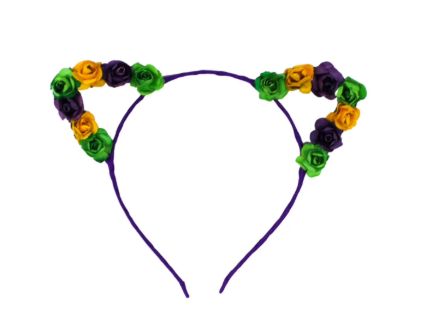 Mardi Gras Floral Cat Ears Headband (Each)