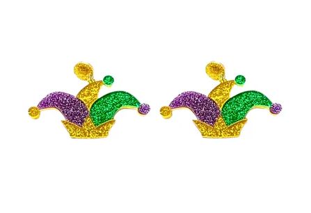 Mardi Gras Jester Hat Acrylic Earrings (Pair)