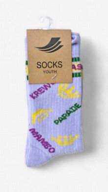 Mardi Gras Ribbed Kids/Children’s Socks - Lavender