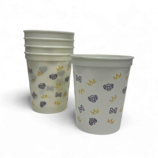 Mobtown Mardi Gras Cups - White - Sleeve (Pack of 25)