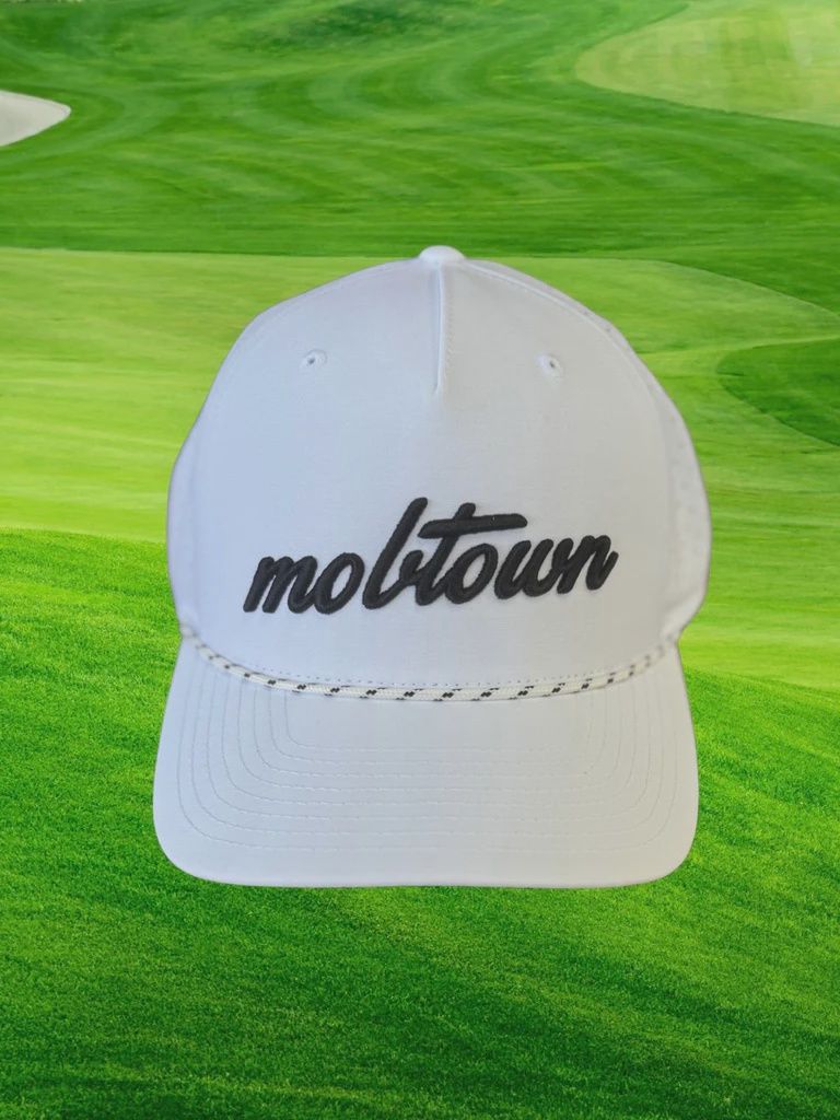 mobtown® Script Laser Perf Performance Cap - White/Black
