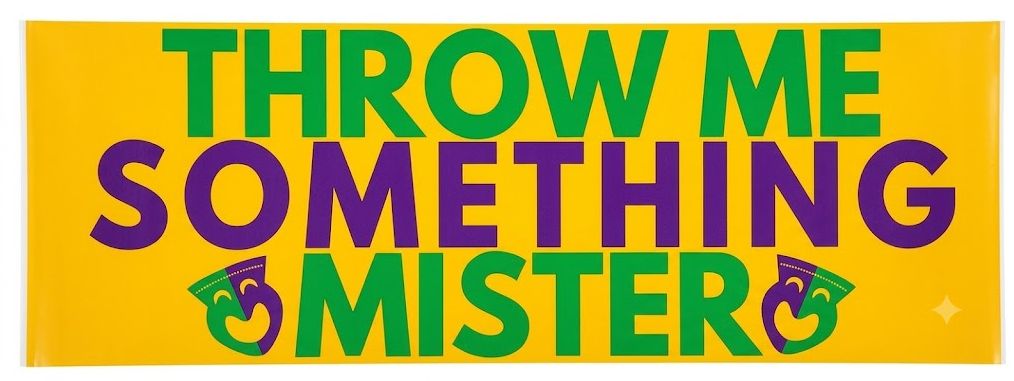 Mardi Gras Handheld Banner- 27.5" x 9.5", Retractable, Double Sided