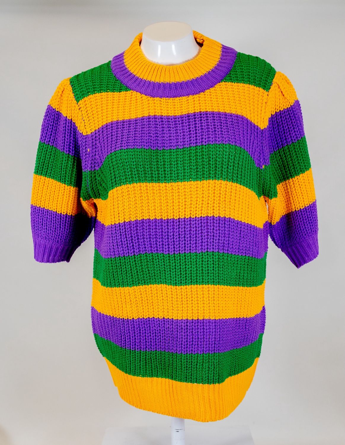 Mardi Gras Stripe Half Sleeve Sweater - Medium (Each)