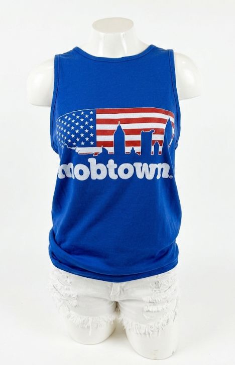 mobtown® skyline American Flag Muscle Tank Royal Blue