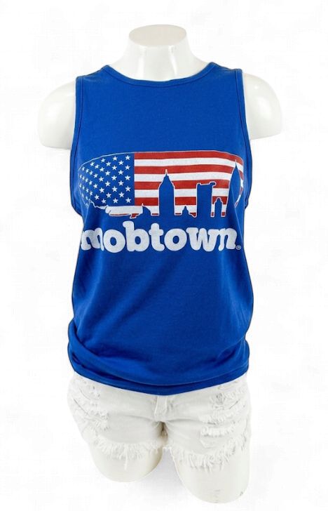 mobtown® skyline American Flag Muscle Tank Royal Blue