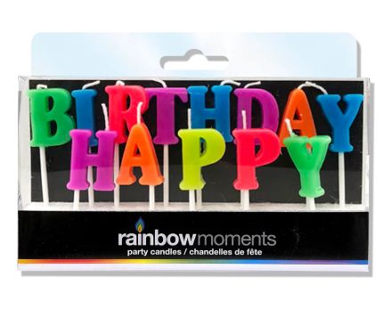 Neon Happy Birthday Letter Candles (Pack)