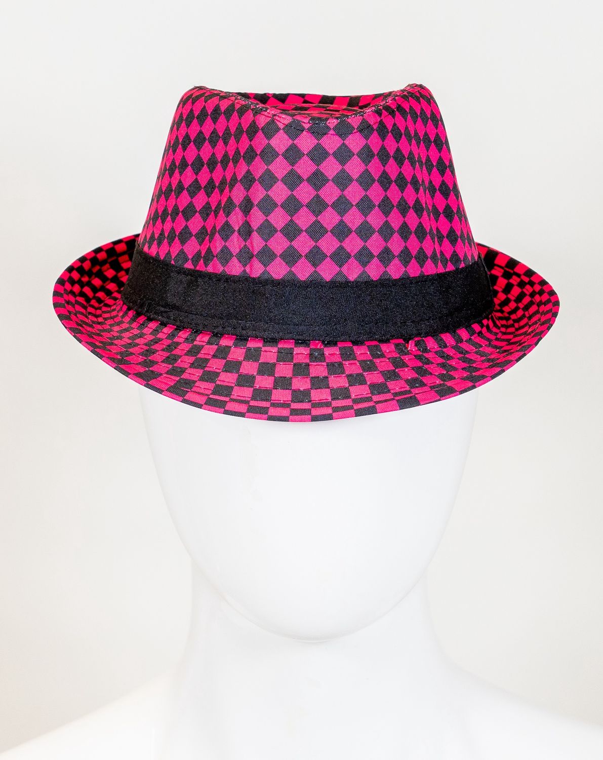 Pink and Black Houndstooth Fedora (Each)