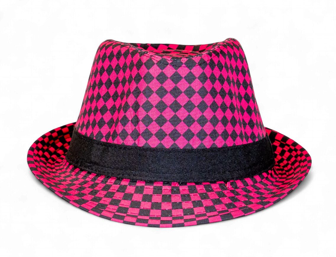 Pink and Black Houndstooth Fedora (Each)