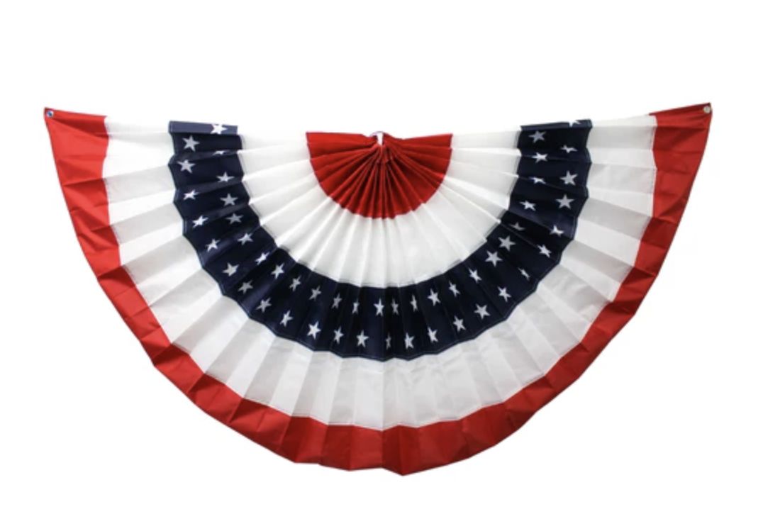 Pleated American Flag Bunting with Grommets - 6' x 3' (Each)