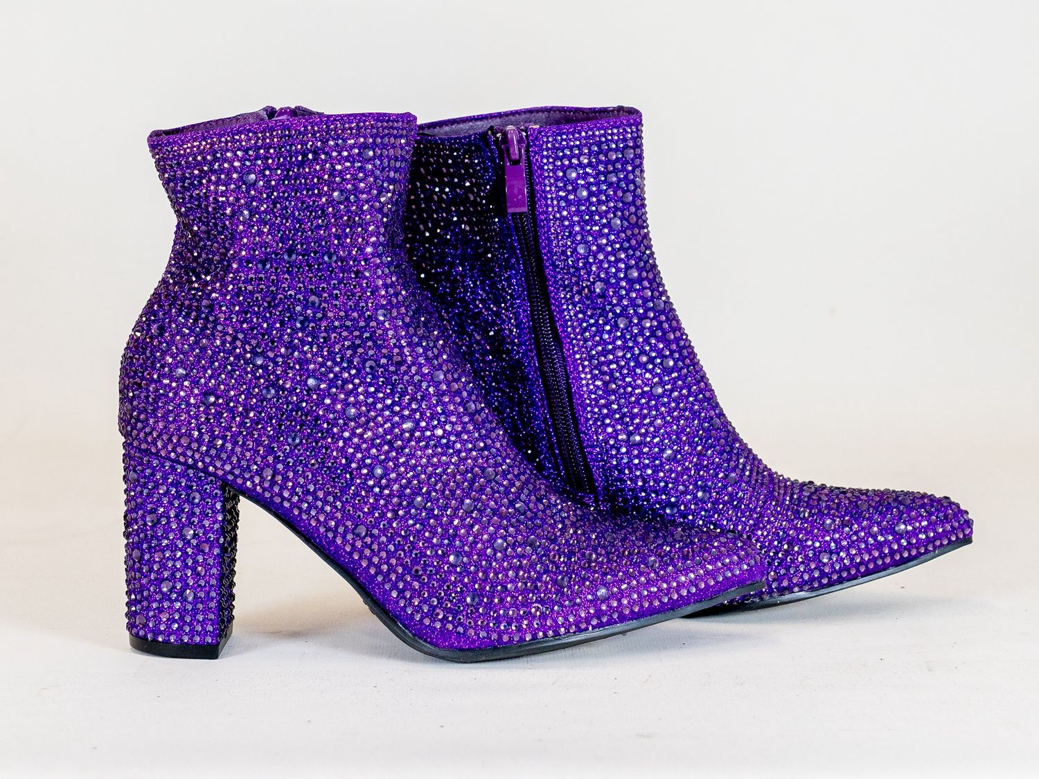 Purple Rhinestone Ankle Booties (Each) - 7