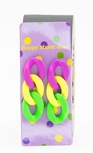 Purple, Green and yellow chain link earrings (Pair)