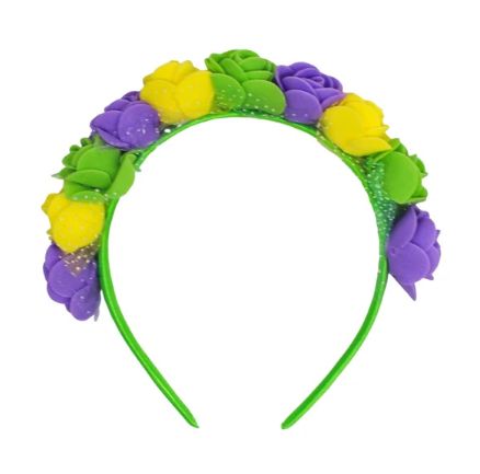 Purple, Green and Yellow Flower Wreath Headband (Each)