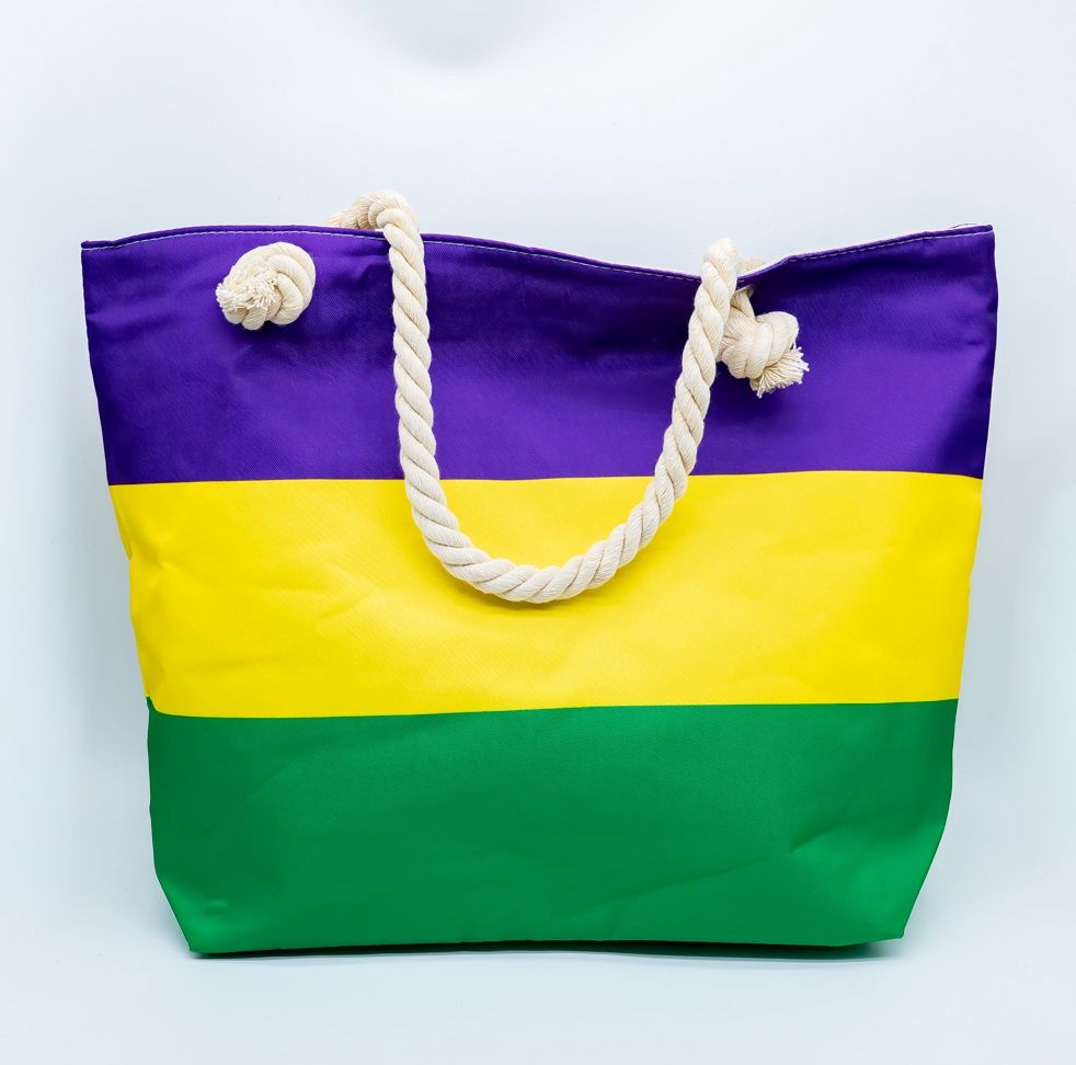 Purple, Green and Yellow Canvas Tote Bag (Each)