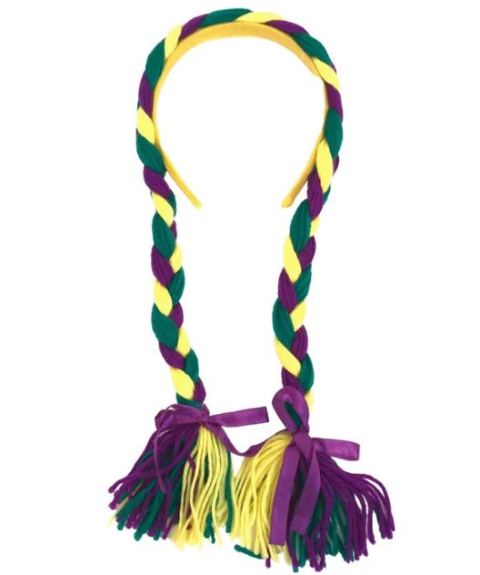 Purple, Green and Yellow Braided Pigtail Head Bopper (Each)