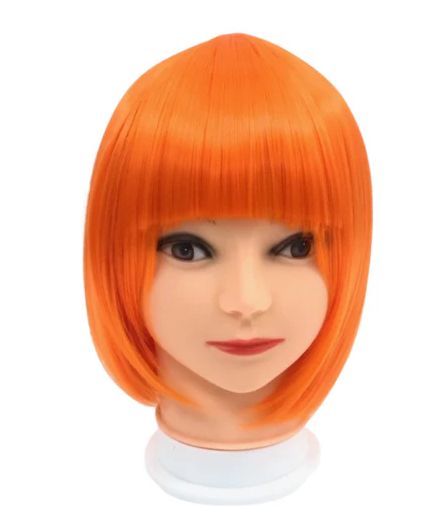 Neon Orange Bob Wig with Bangs (Each)