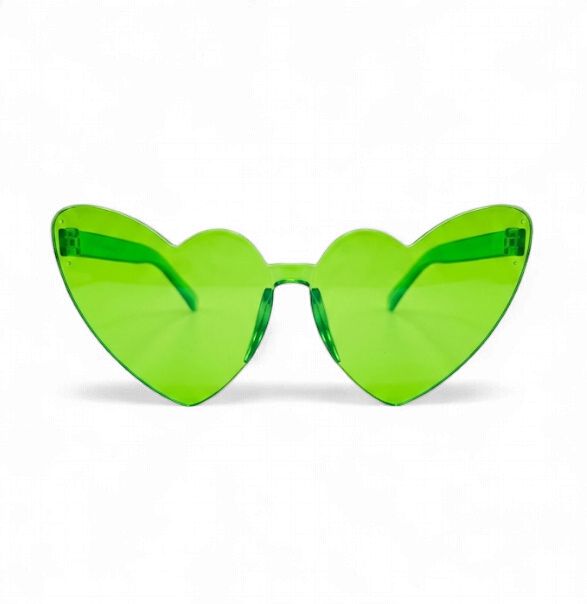 Neon Green Acrylic Heart Cat-Eye Glasses (Each)