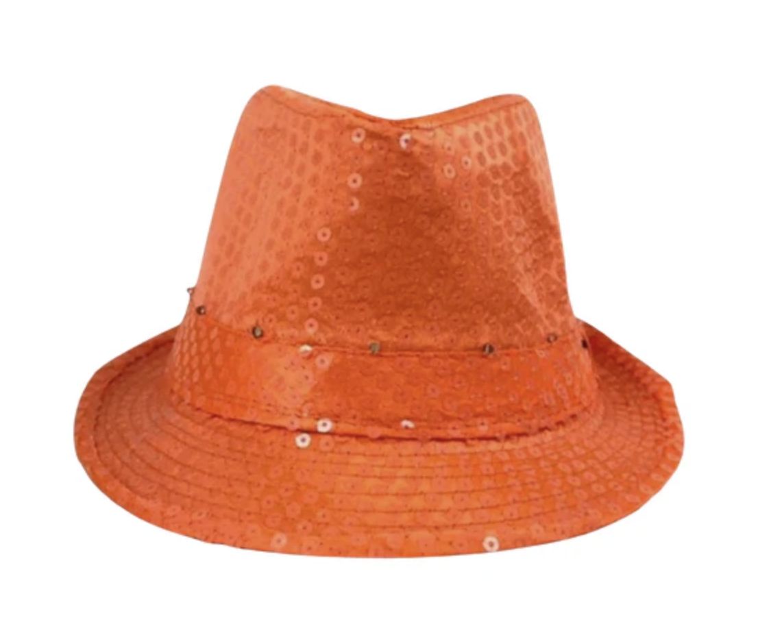 Neon Orange LED Fedora with 14 White Lights (Each)