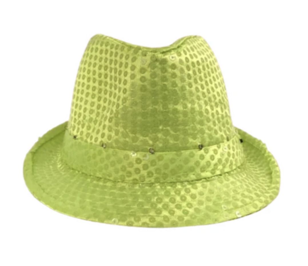 Neon Yellow LED Fedora with 14 White Lights (Each)