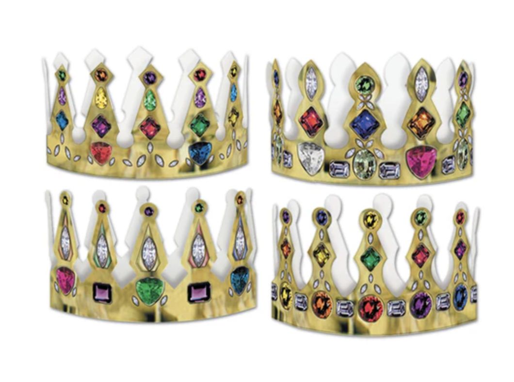 Printed Jeweled Crown 4" (Each)