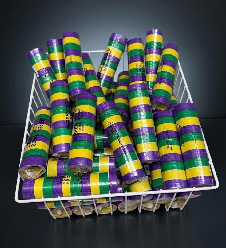 Purple Green and Gold Serpentine Streamers Case (50 ct)