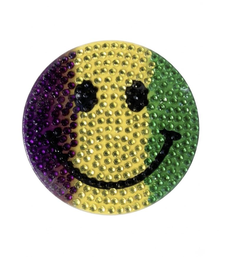 Purple, Green and Yellow Smiley Face Sticker (Each)