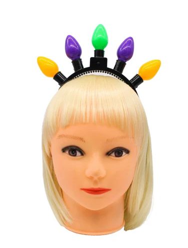 Purple, Green, &amp; Yellow LED Bulb Light-Up Headband (Each)