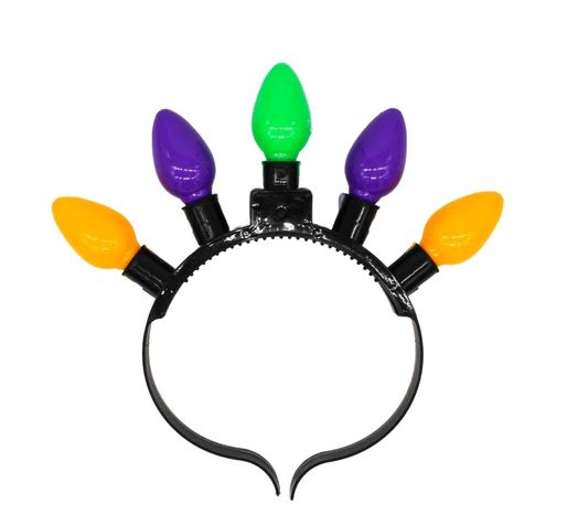 Purple, Green, &amp; Yellow LED Bulb Light-Up Headband (Each)