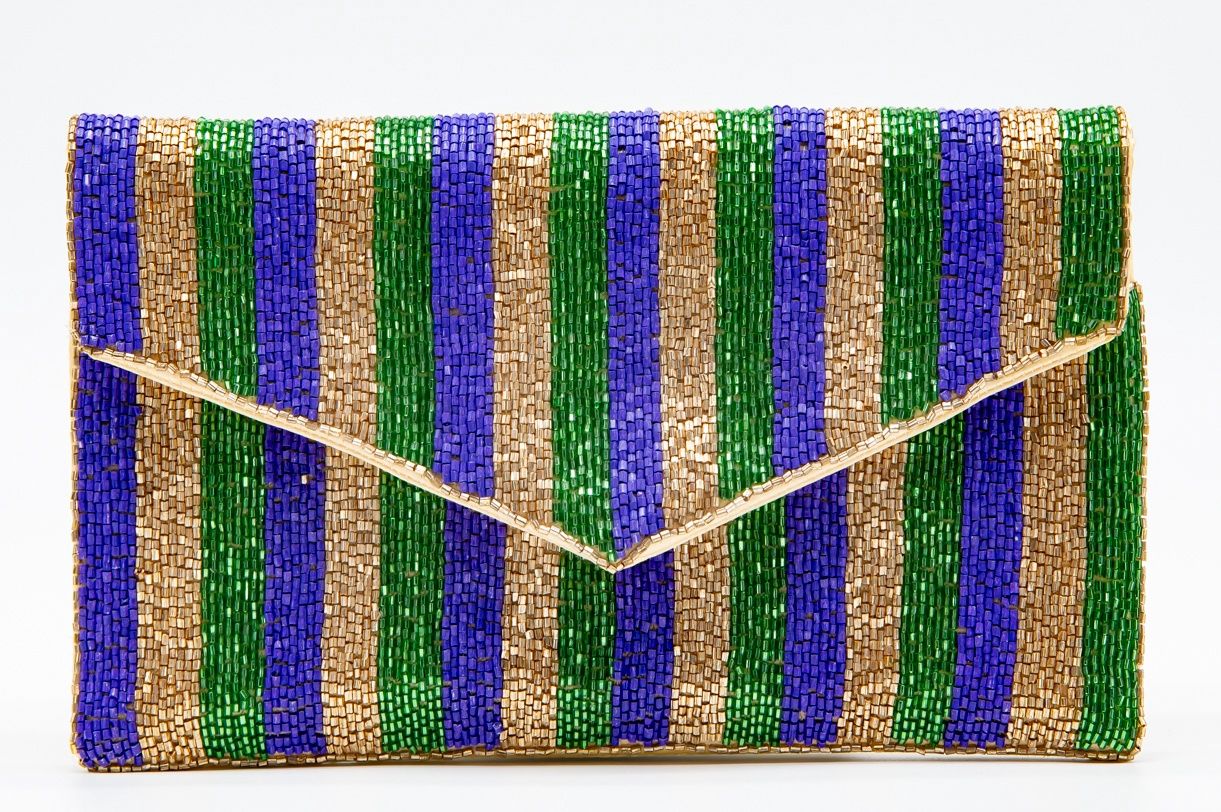 Purple, Green, and Gold Mardi Gras Clutch Purse (Each)