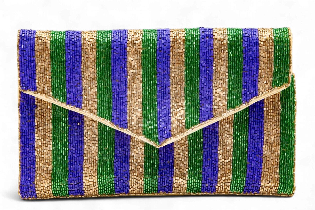 Purple, Green, and Gold Mardi Gras Clutch Purse (Each)