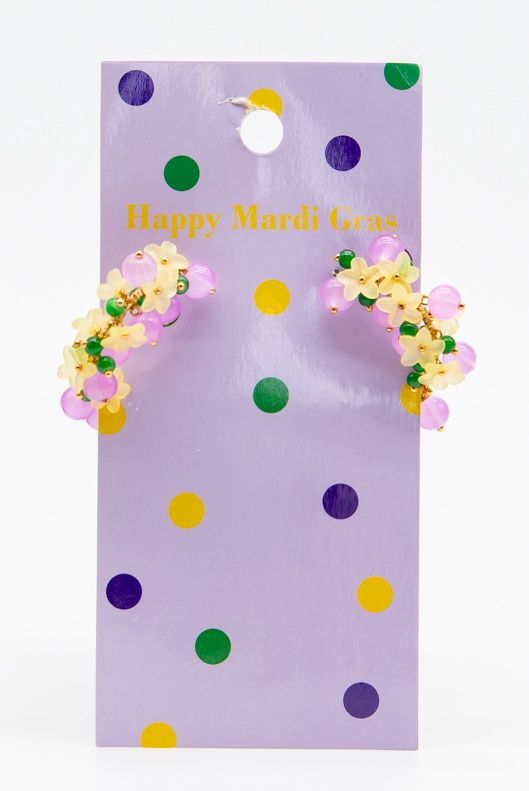 Purple, Green, and Gold Hoop Earrings (Pair)