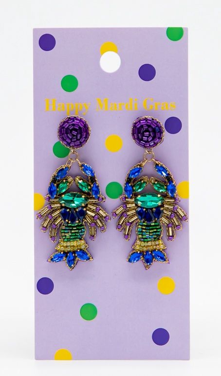 Rhinestone Crawfish Earrings (Pair)