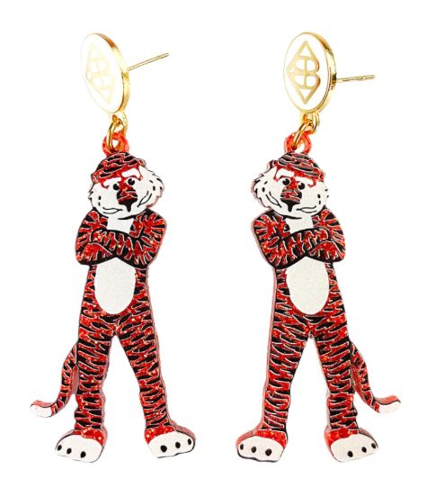 Orange Glitter Aubie Earrings