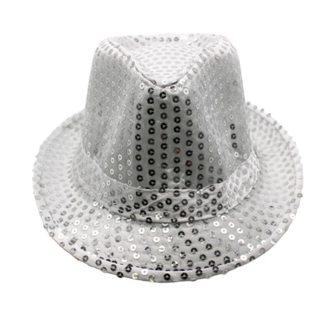 Silver LED Fedora with 14 White Lights (Each)