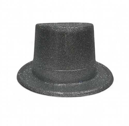 Silver Glittered Top Hat (Each)