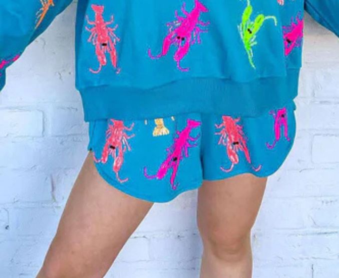 Teal Neon Crawfish Short
