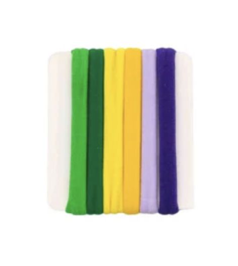 Seamless Hair Tie - Purple, Green, and Yellow (Pack of 6)