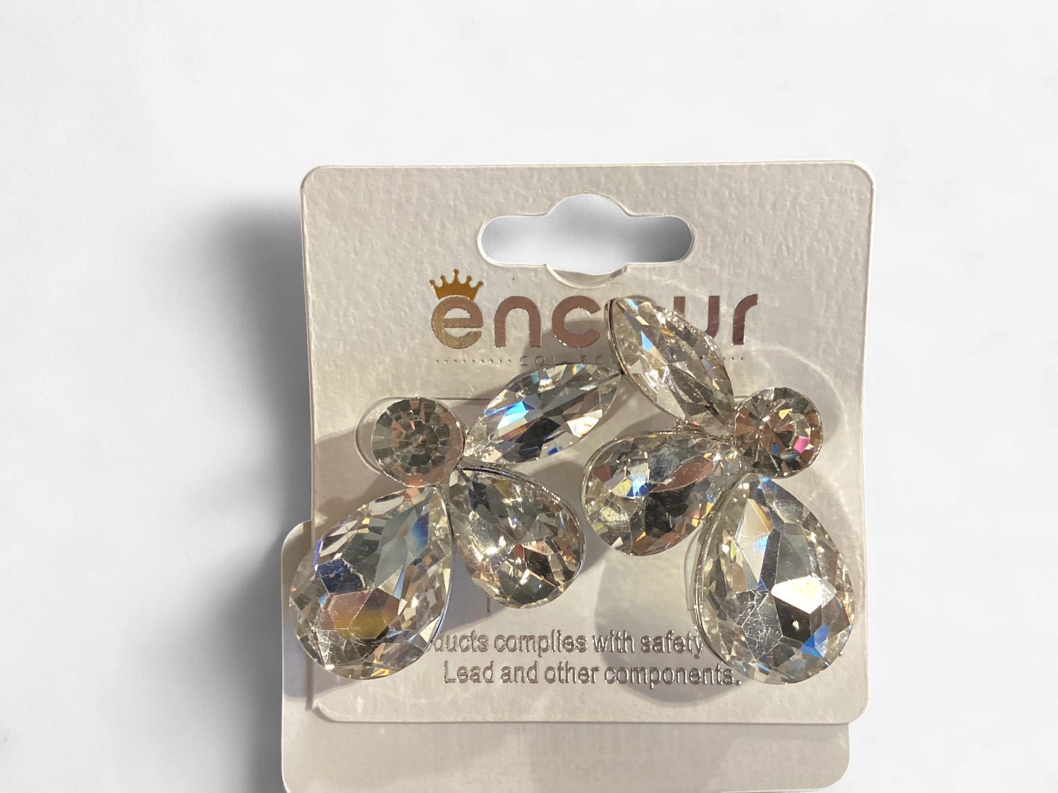 Silver/Clear, teardrop &amp; marquise rhinestone earring