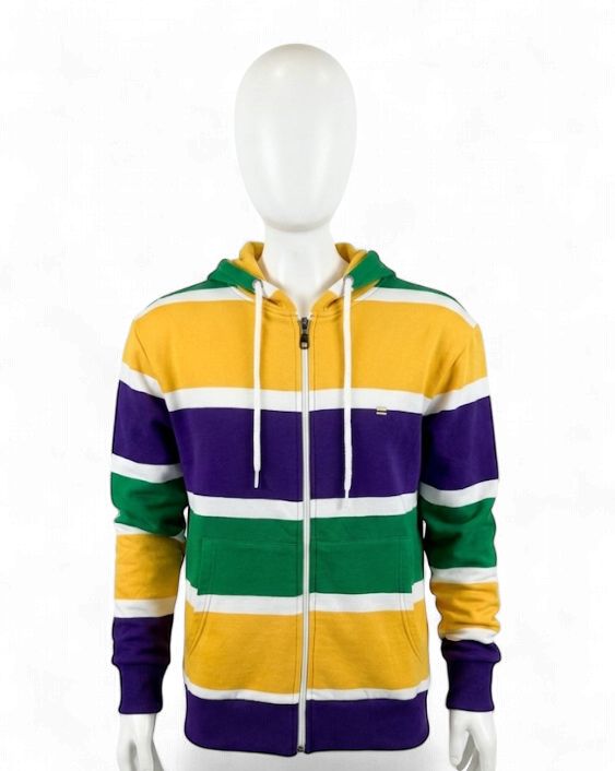 Thick Stripe Rugby Adult Zip Up Hoodie