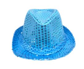 Turquoise LED Fedora with 14 White Lights (Each)