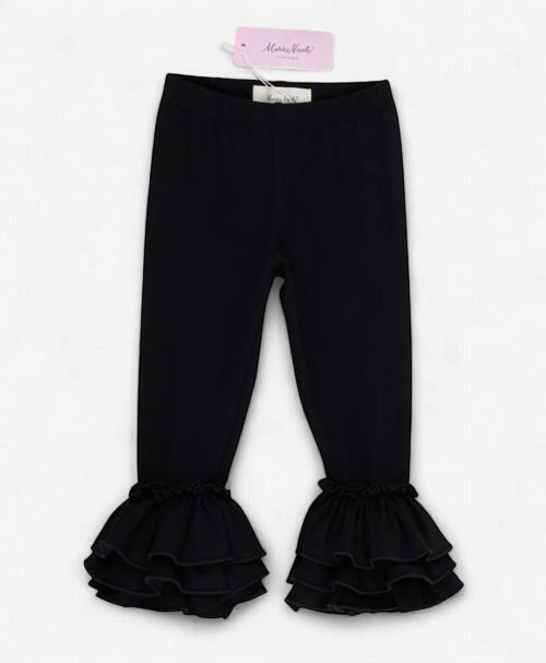 Kids Mardi Gras BLACK LEGGINGS WITH RUFFLE