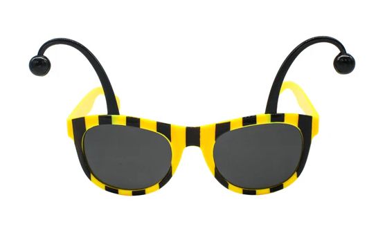 Yellow and Black Bee Sunglasses with Antennae with Clear Lenses (Each)