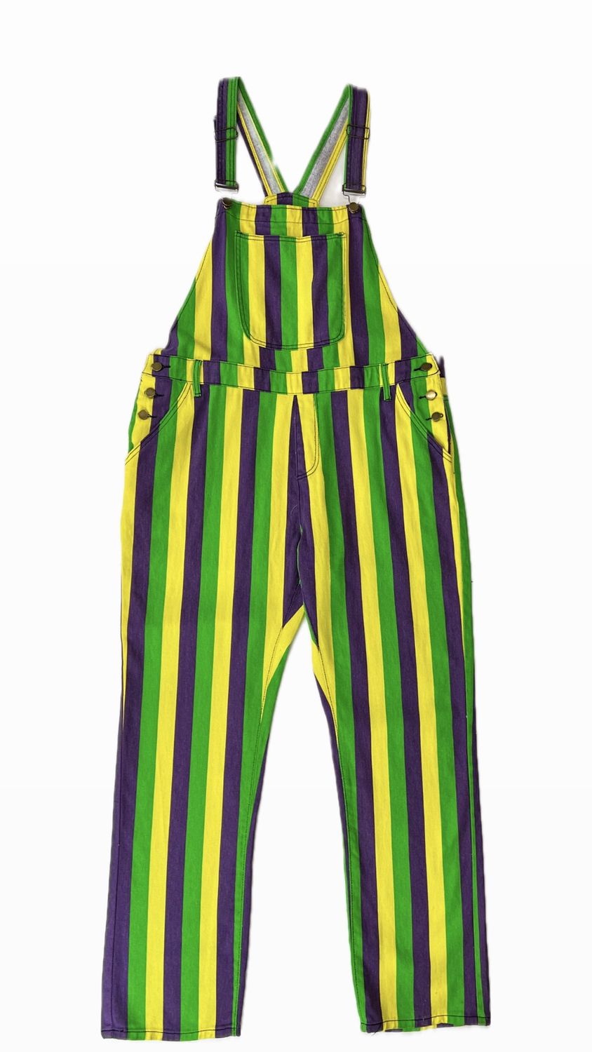 Mardi Gras Stripe Overalls - Unisex, Size: Small