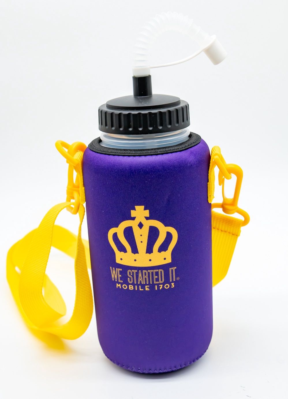 We Started It® Sports Bottle with Koozie - Purple