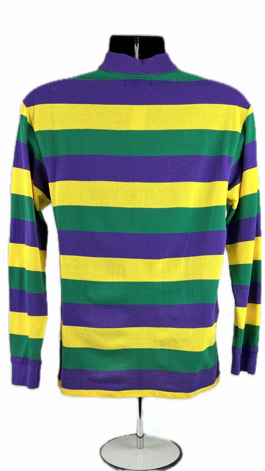 Purple, Green, and Gold Long Sleeved Polo Shirt, Size: Large (Each)